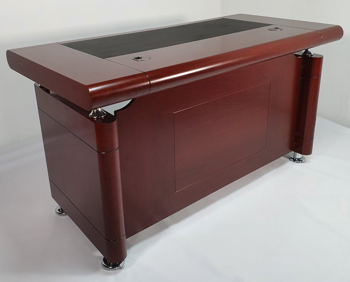 Small Mahogany Executive Office Desk with Pedestal - 1400mm - 1861