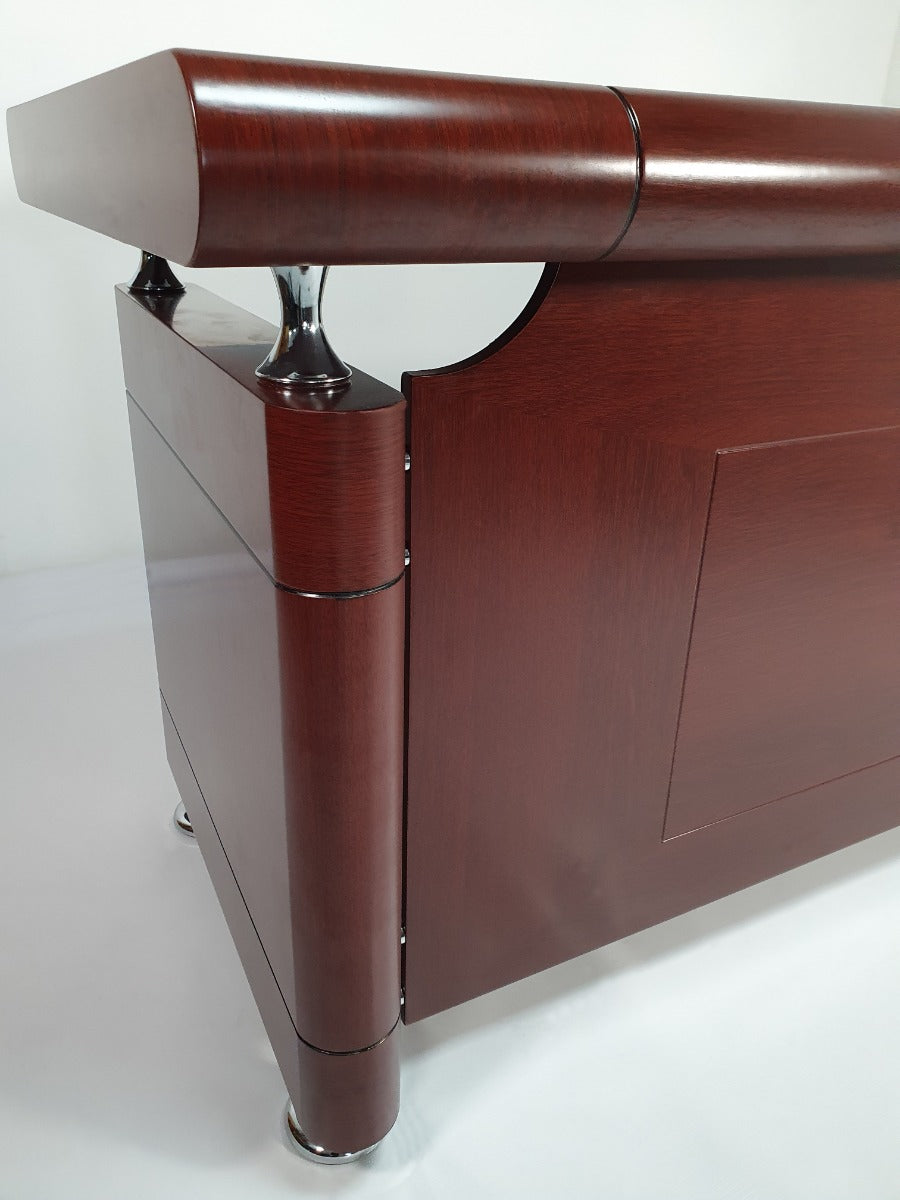 Small Mahogany Executive Office Desk with Pedestal - 1400mm - 1861