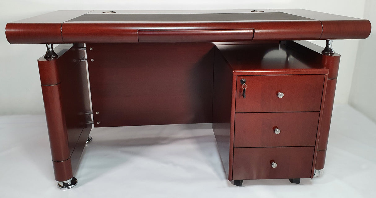 Small Mahogany Executive Office Desk with Pedestal - 1400mm - 1861