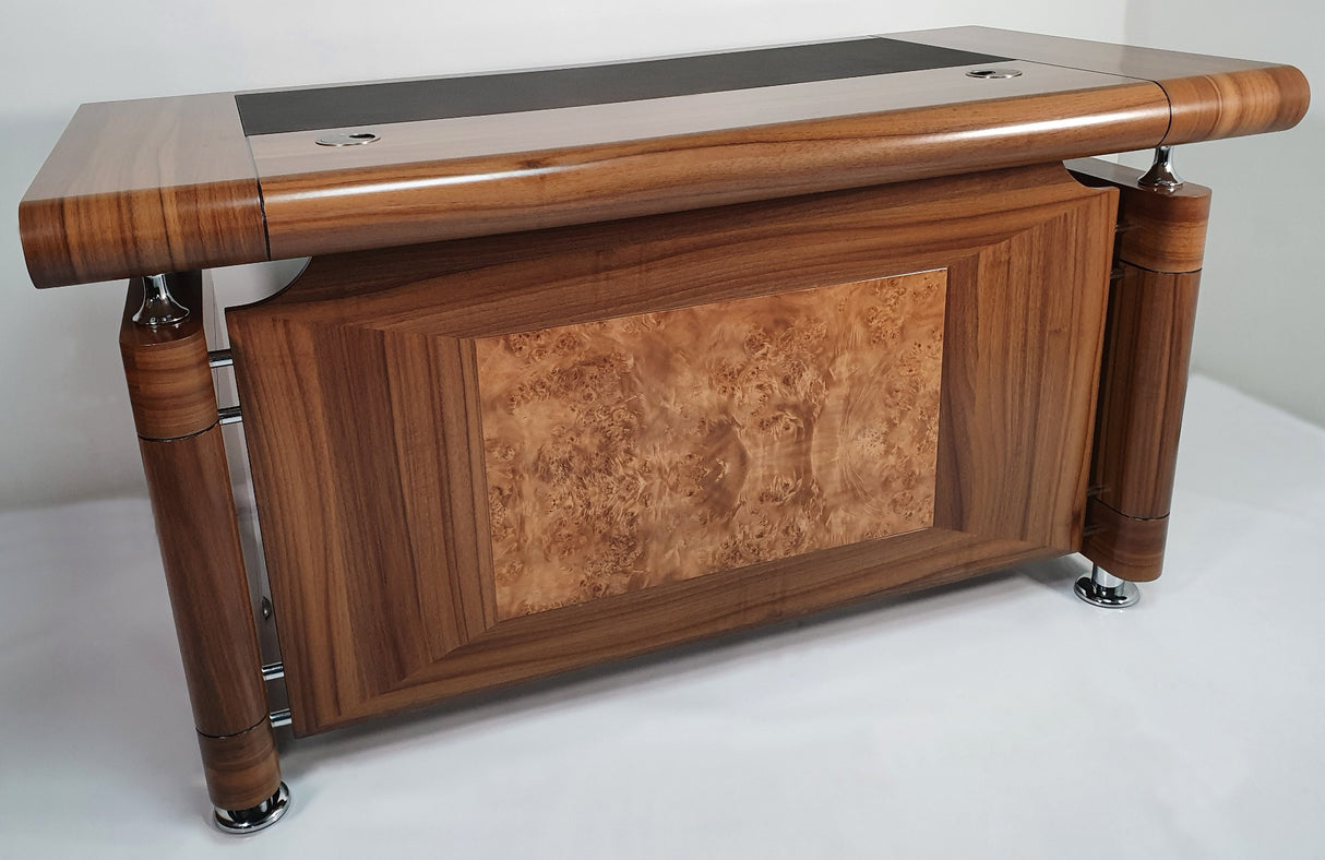 Small Light Oak Executive Office Desk with Pedestal - 1400mm - 1861