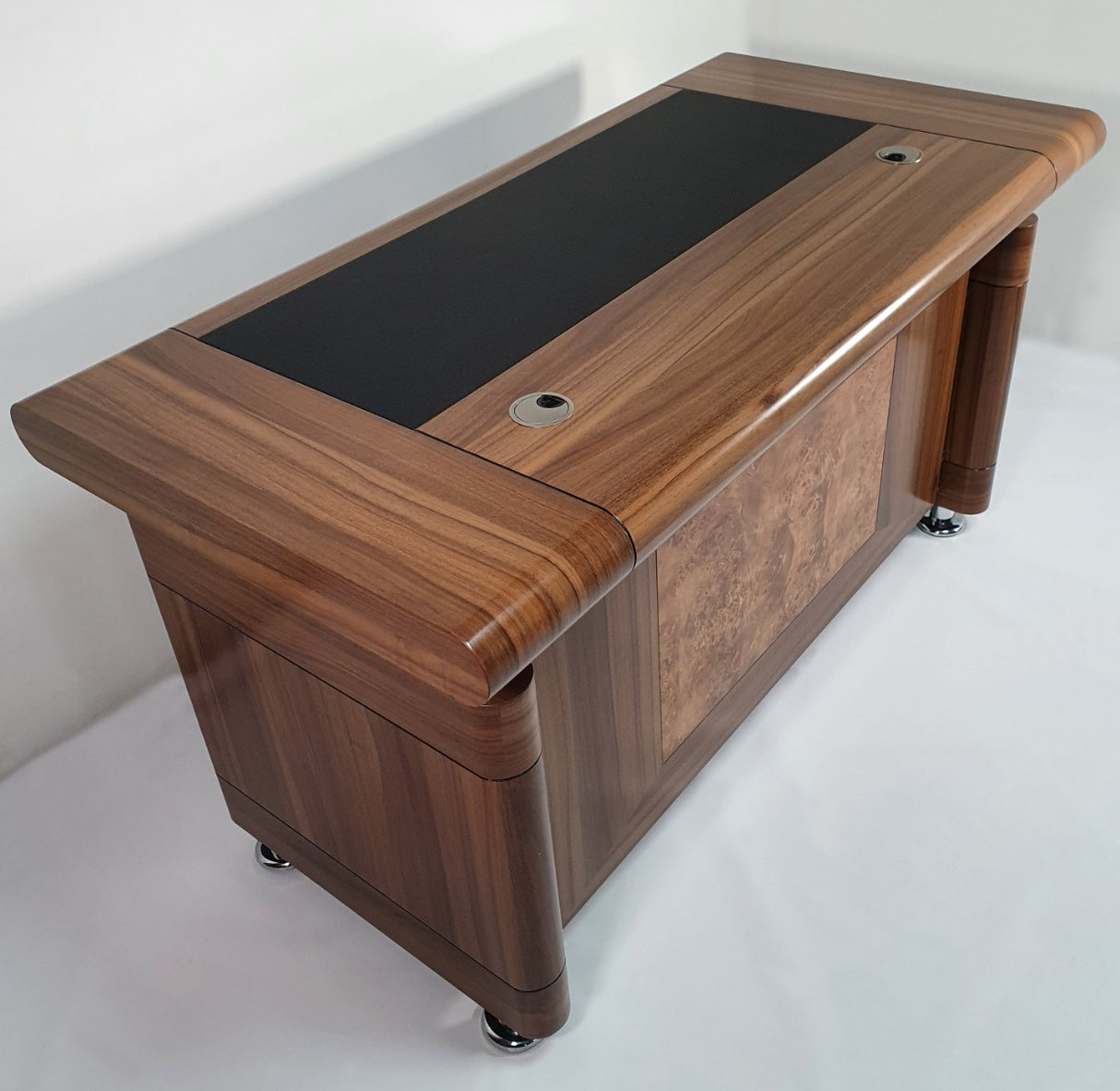 Small Light Oak Executive Office Desk with Pedestal - 1400mm - 1861