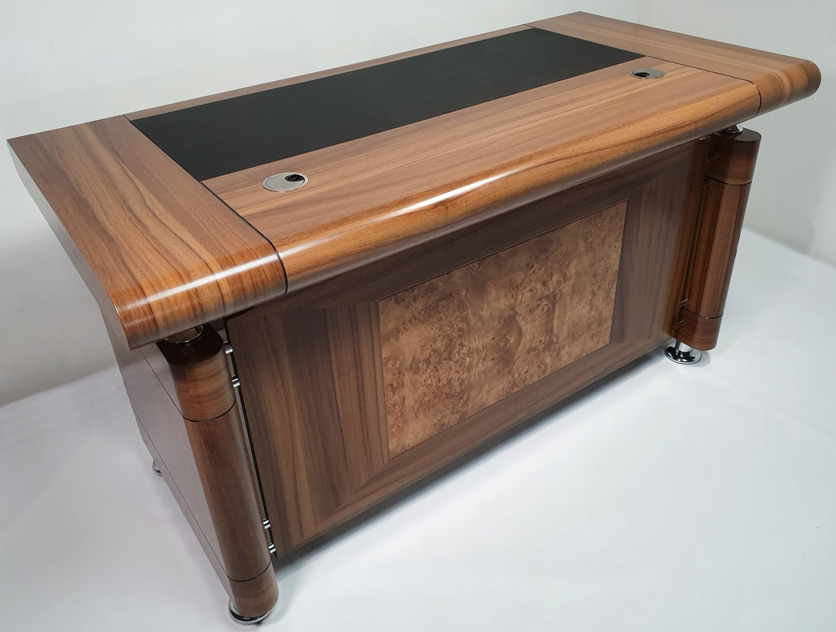 Small Light Oak Executive Office Desk with Pedestal - 1400mm - 1861