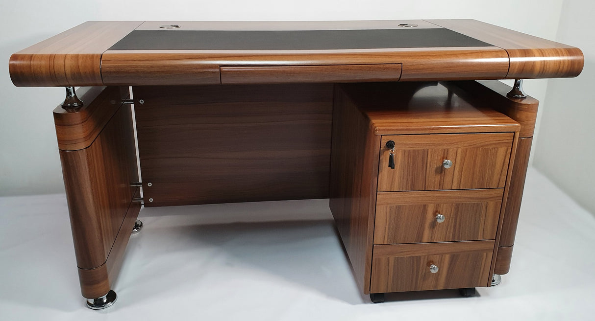 Small Light Oak Executive Office Desk with Pedestal - 1400mm - 1861