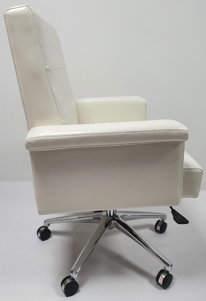 Modern Style White Leather Executive Office Chair - B012