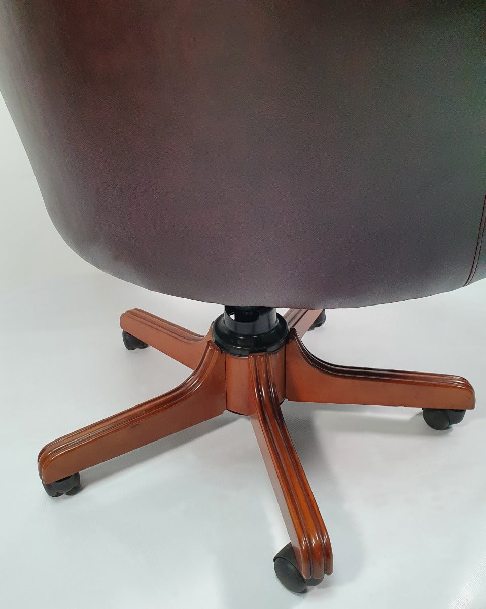 Traditional Genuine Brown Leather Chesterfield Office Chair - K208
