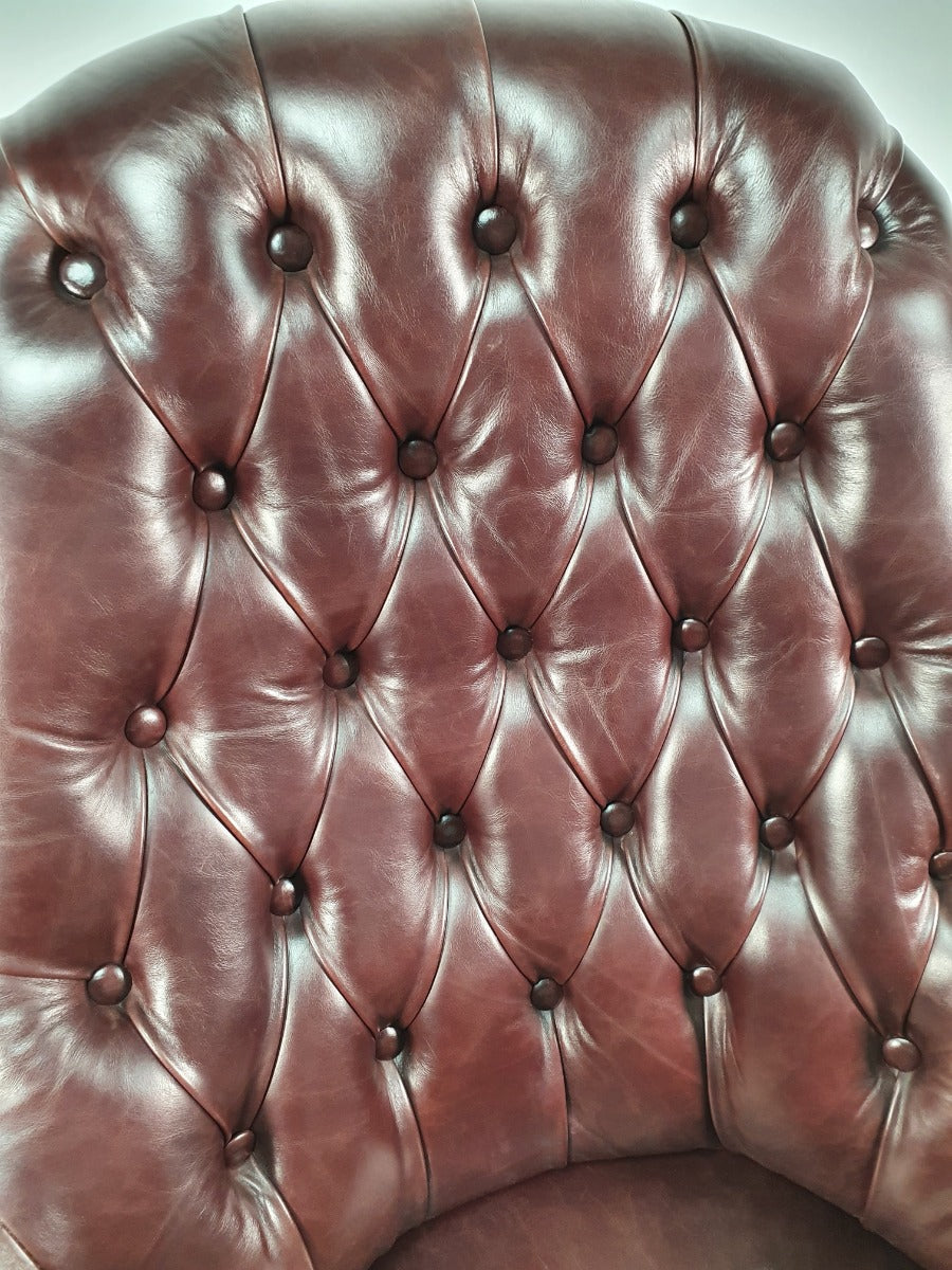 Traditional Genuine Brown Leather Chesterfield Office Chair - K208
