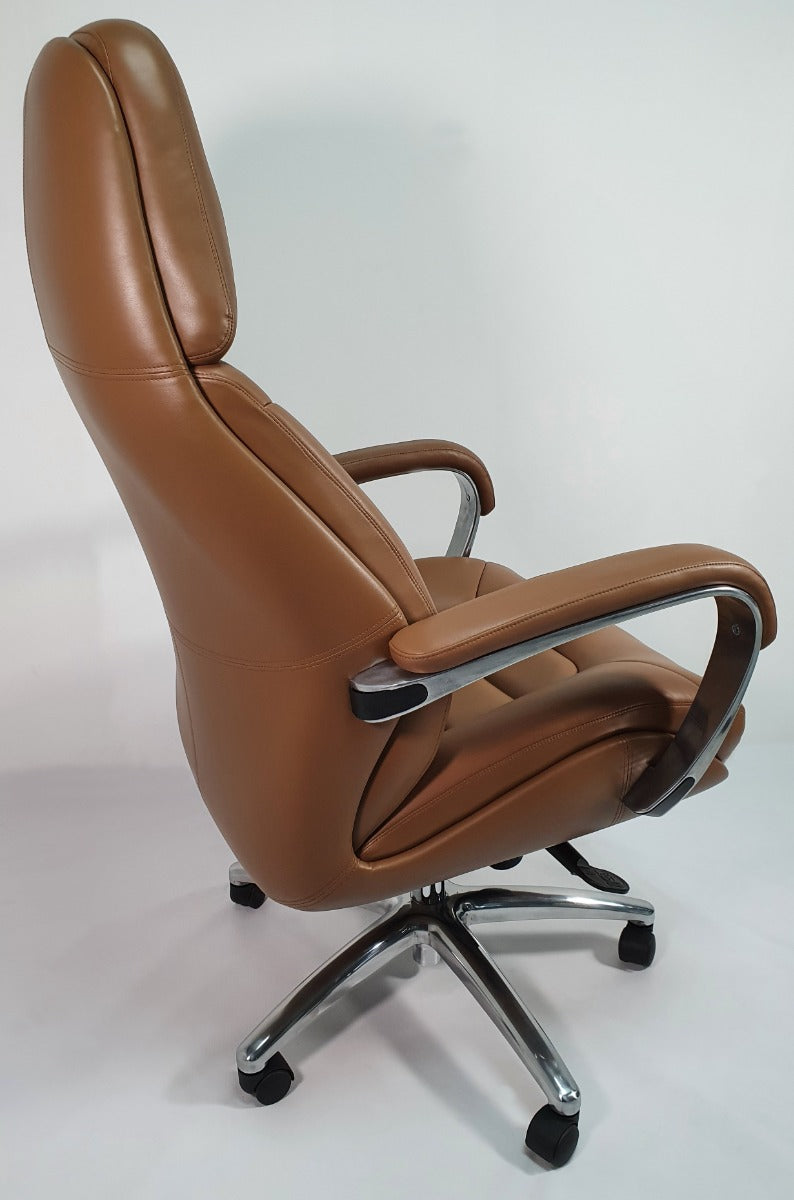 High Back Bucket Seat Style Tan Leather Executive Office Chair - 188A
