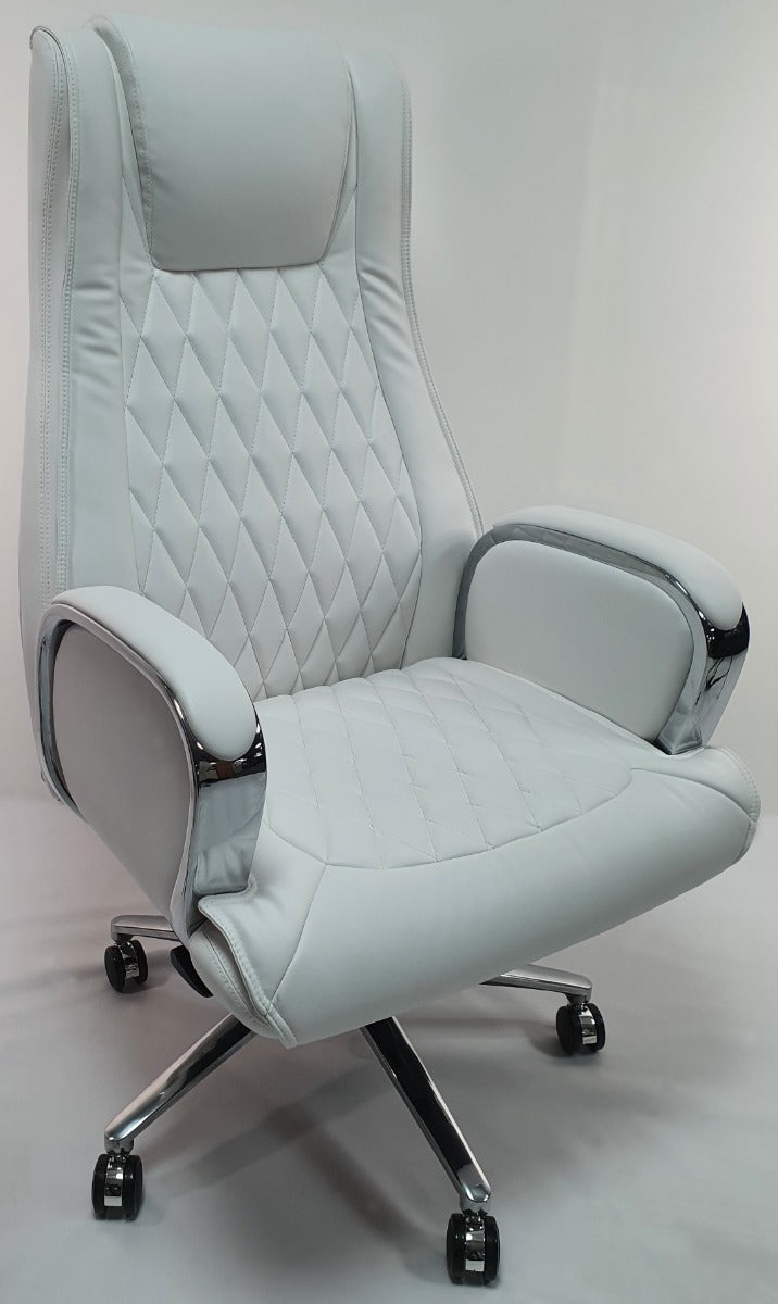 White Leather Executive Office Chair - CHA-1202A