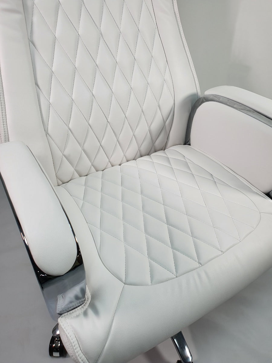 White Leather Executive Office Chair - CHA-1202A