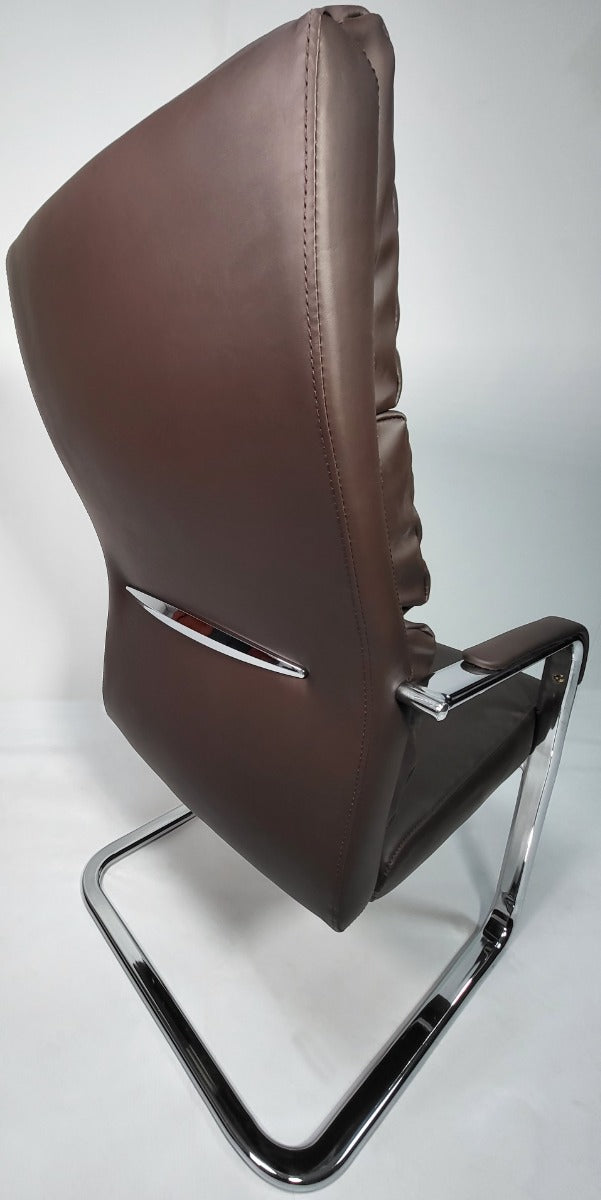 High Back Soft Pad Brown Leather Visitor Chair - HB-210C