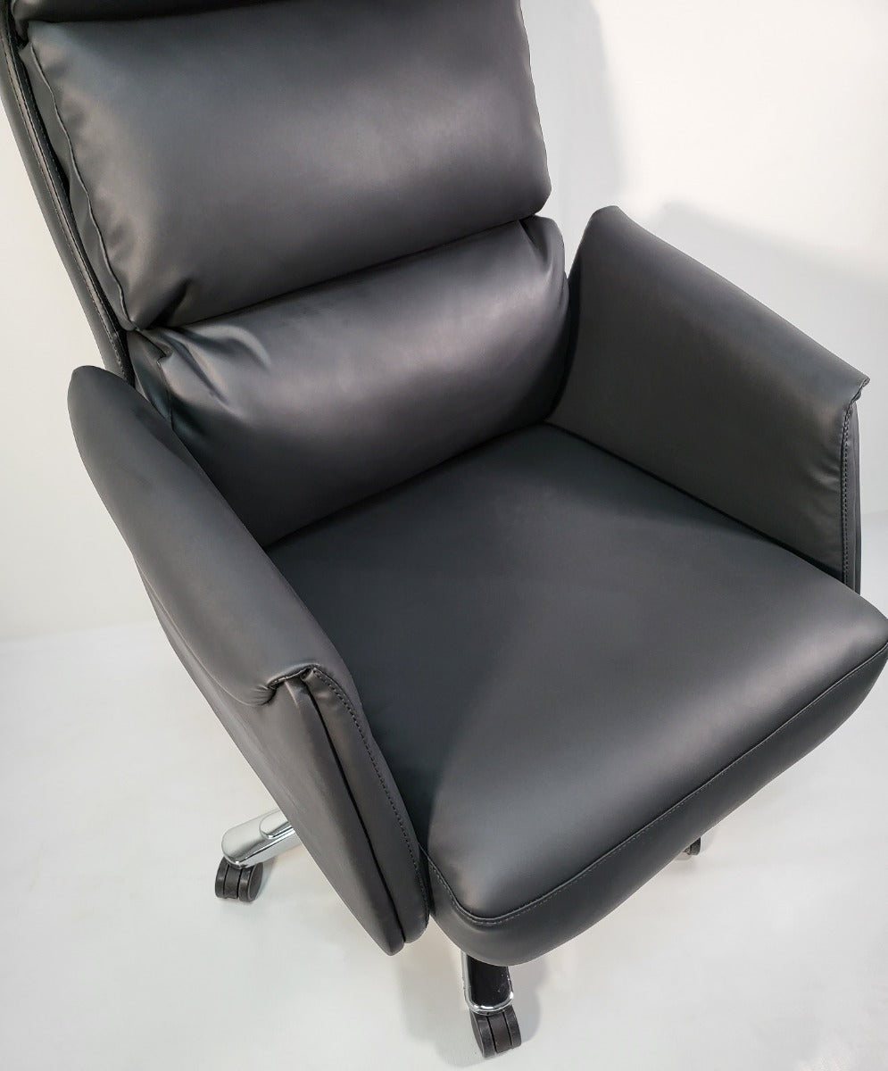 Black Leather Soft Padded Office Chair - HB-210A