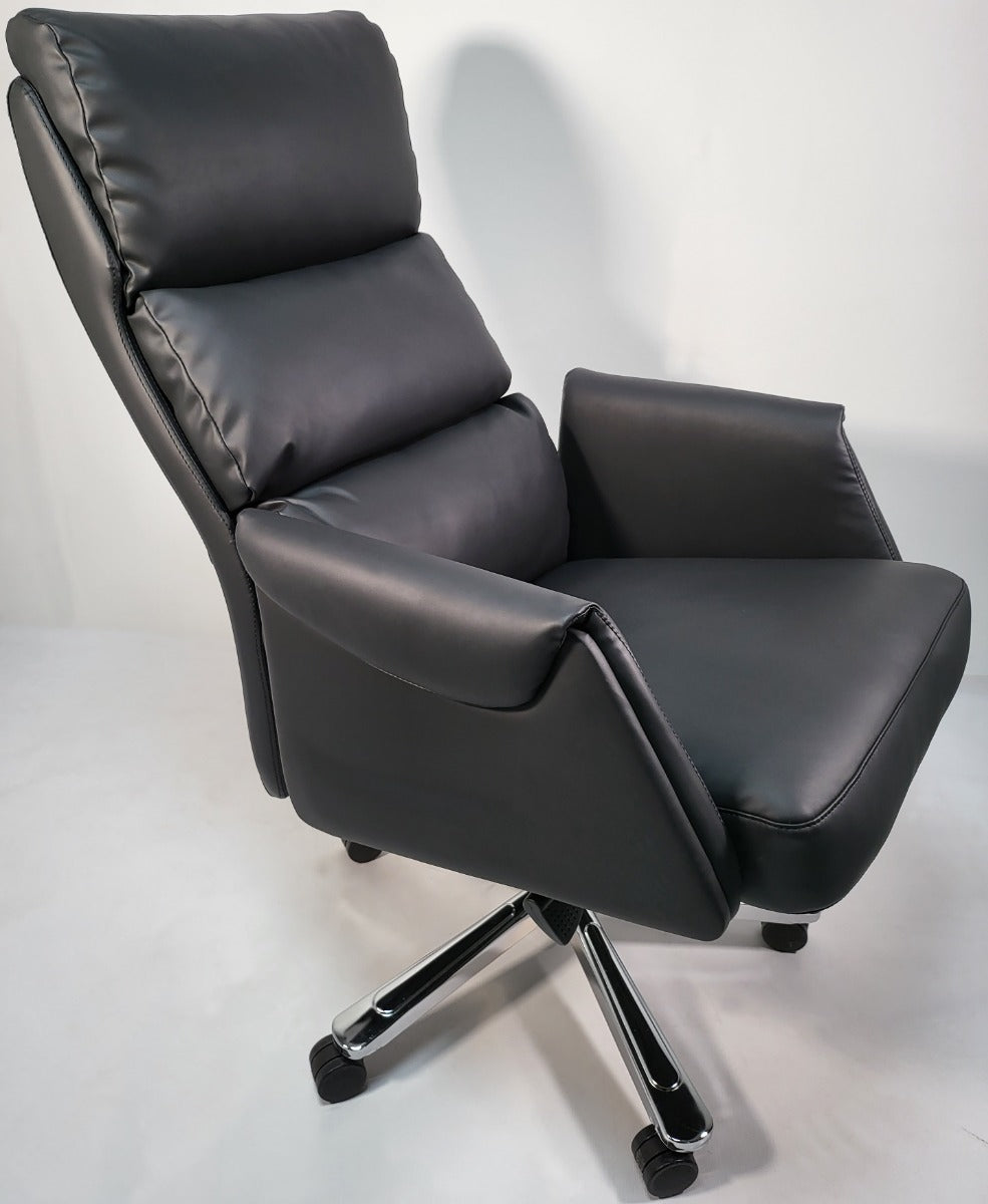 Black Leather Soft Padded Office Chair - HB-210A