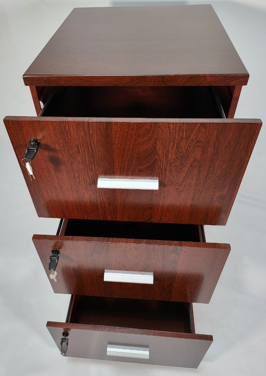 Mahogany Three Drawer Executive Filing Cabinet - AB84