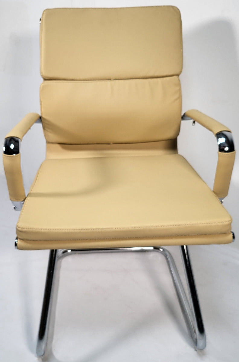 Beige Leather Soft Padded with Chrome Visitor Chair - SZ-236