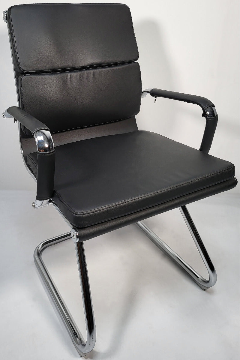 Black Leather Soft Padded with Chrome Visitor Chair - SZ-236