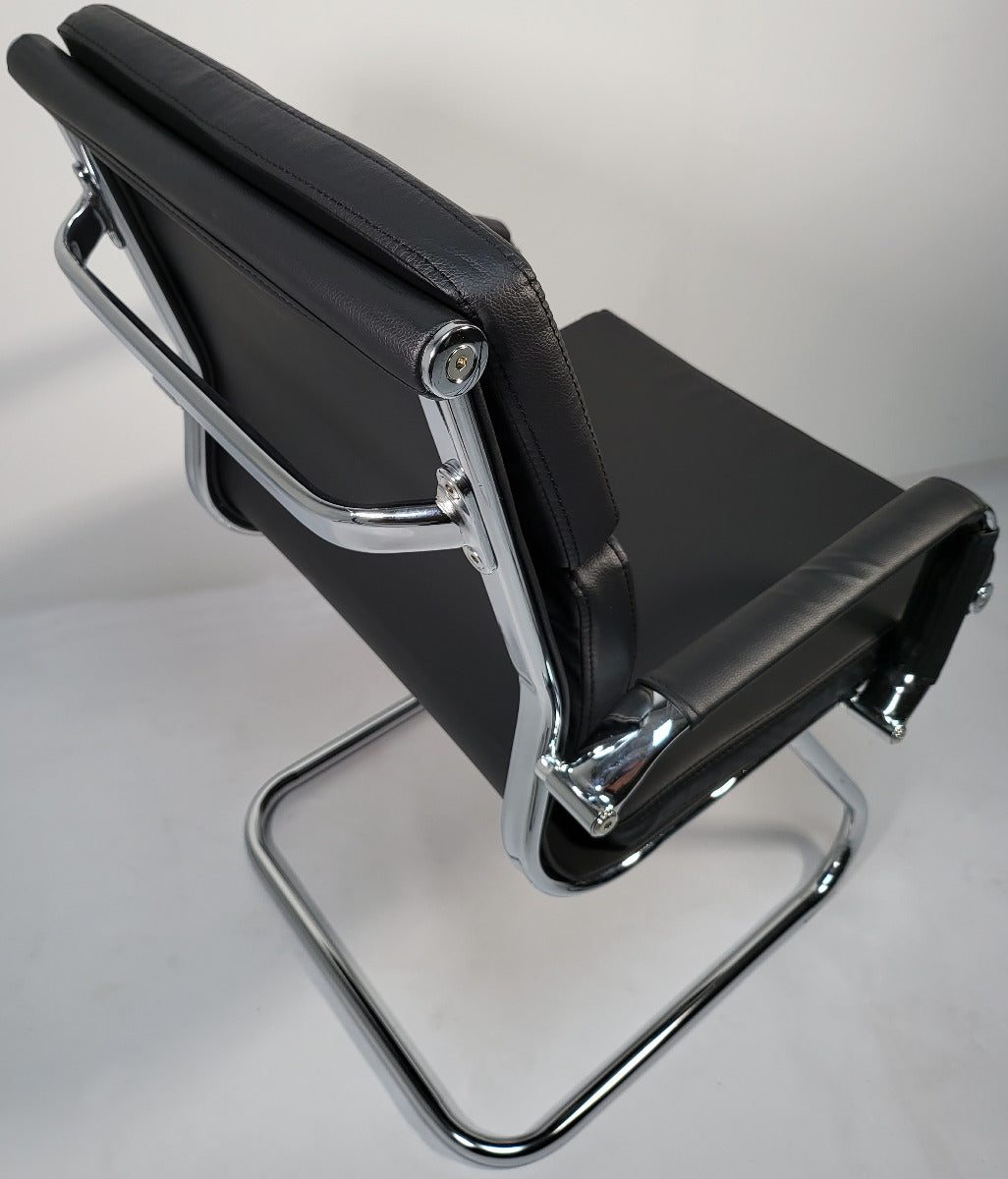 Black Leather Soft Padded with Chrome Visitor Chair - SZ-236