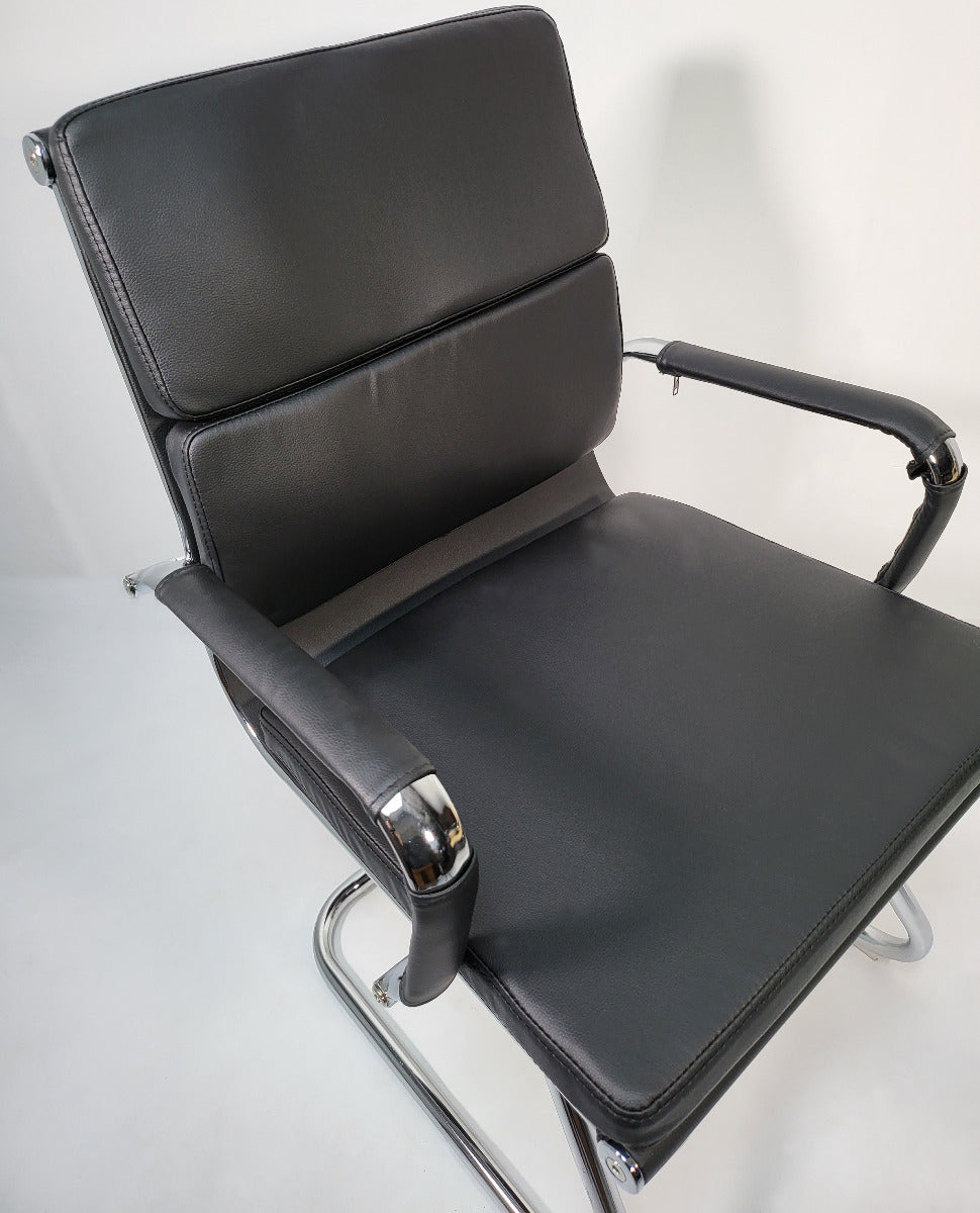 Black Leather Soft Padded with Chrome Visitor Chair - SZ-236