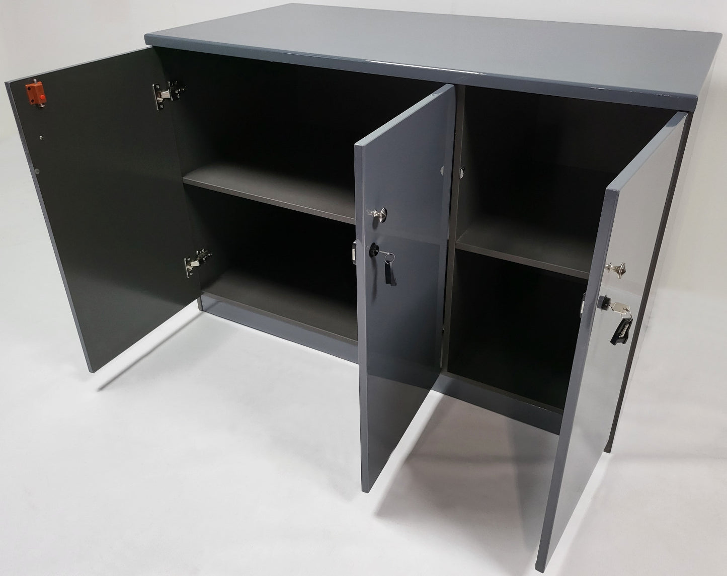 60cm Deep Three Door Cupboard in Grey Gloss - 1200mm - 122T