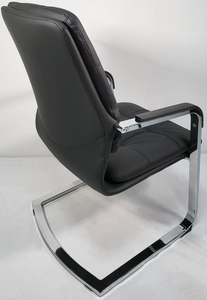 Stylish Black Leather Cantilever Visitor Chair - C147