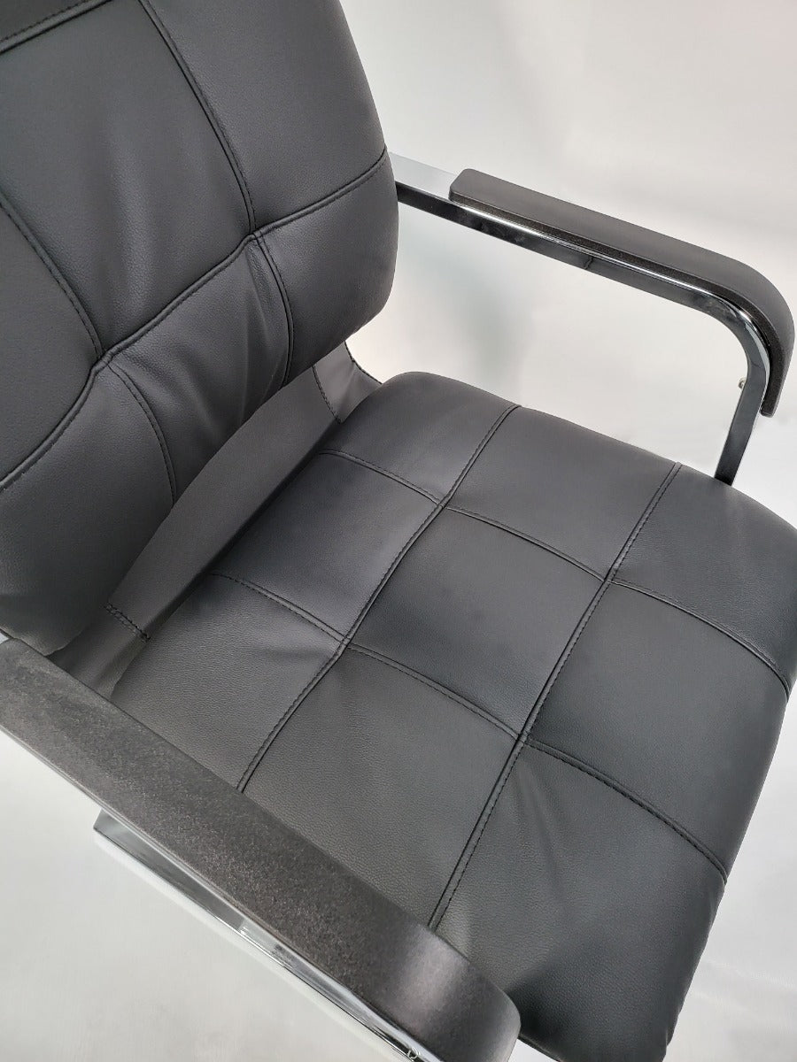 Stylish Black Leather Cantilever Visitor Chair - C147