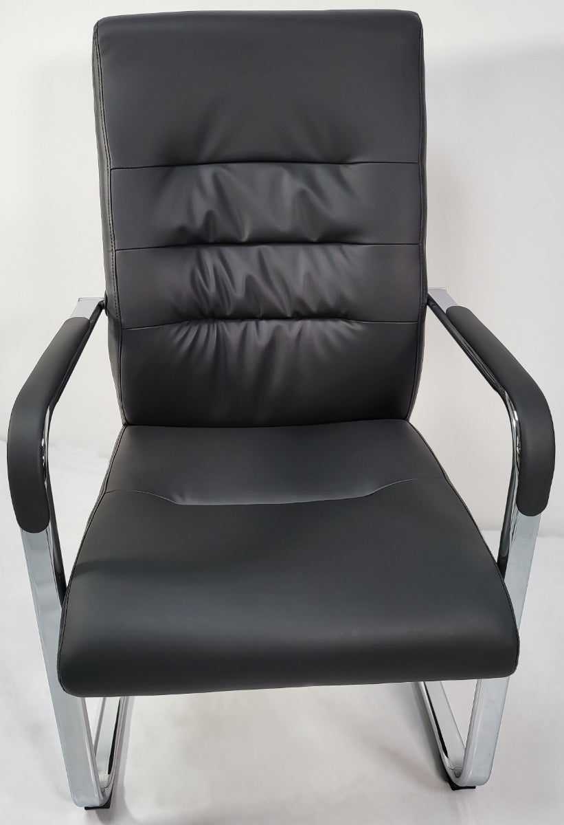 Modern Black Leather Cantilever Visitors Chair - C019