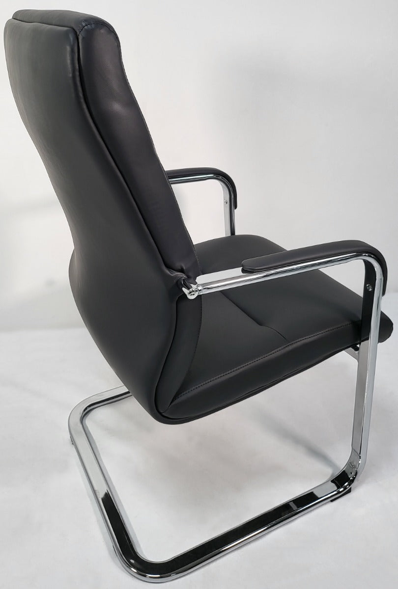 Modern Black Leather Cantilever Visitors Chair - C019