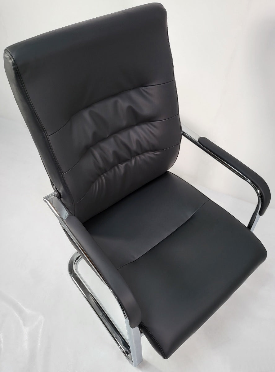 Modern Black Leather Cantilever Visitors Chair - C019