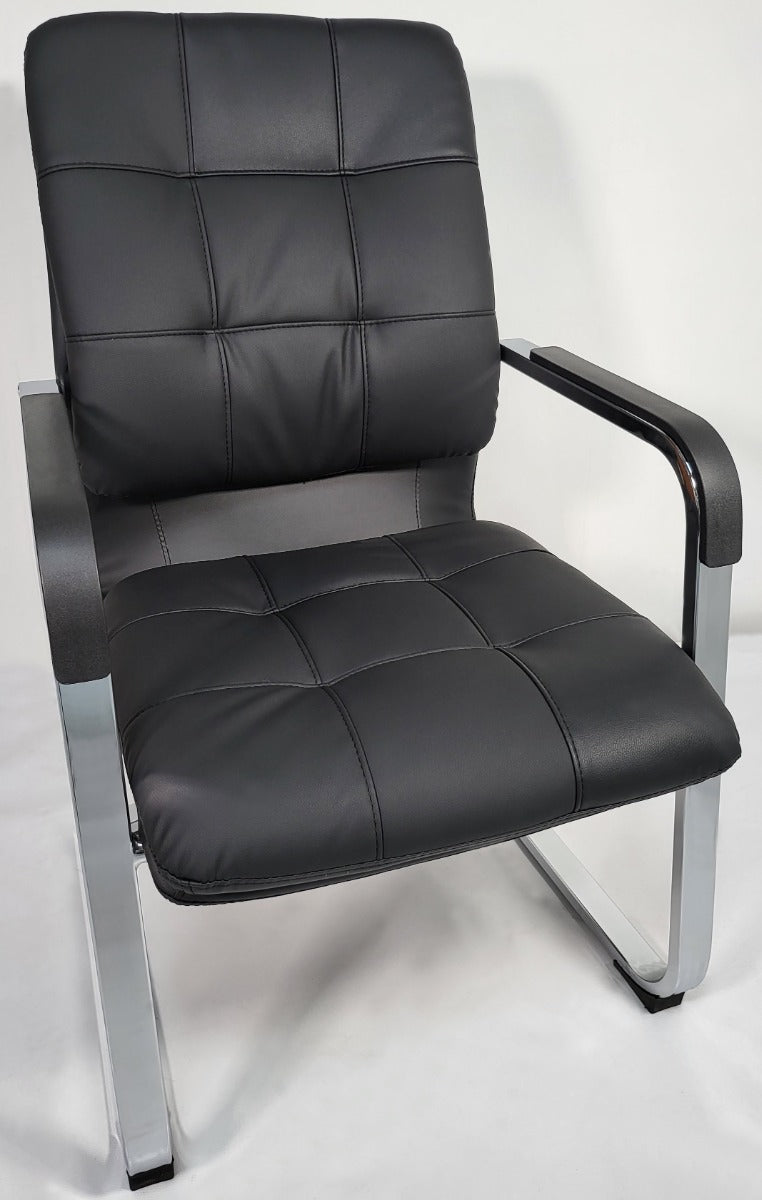 Stylish Black Leather Cantilever Visitor Chair - C147