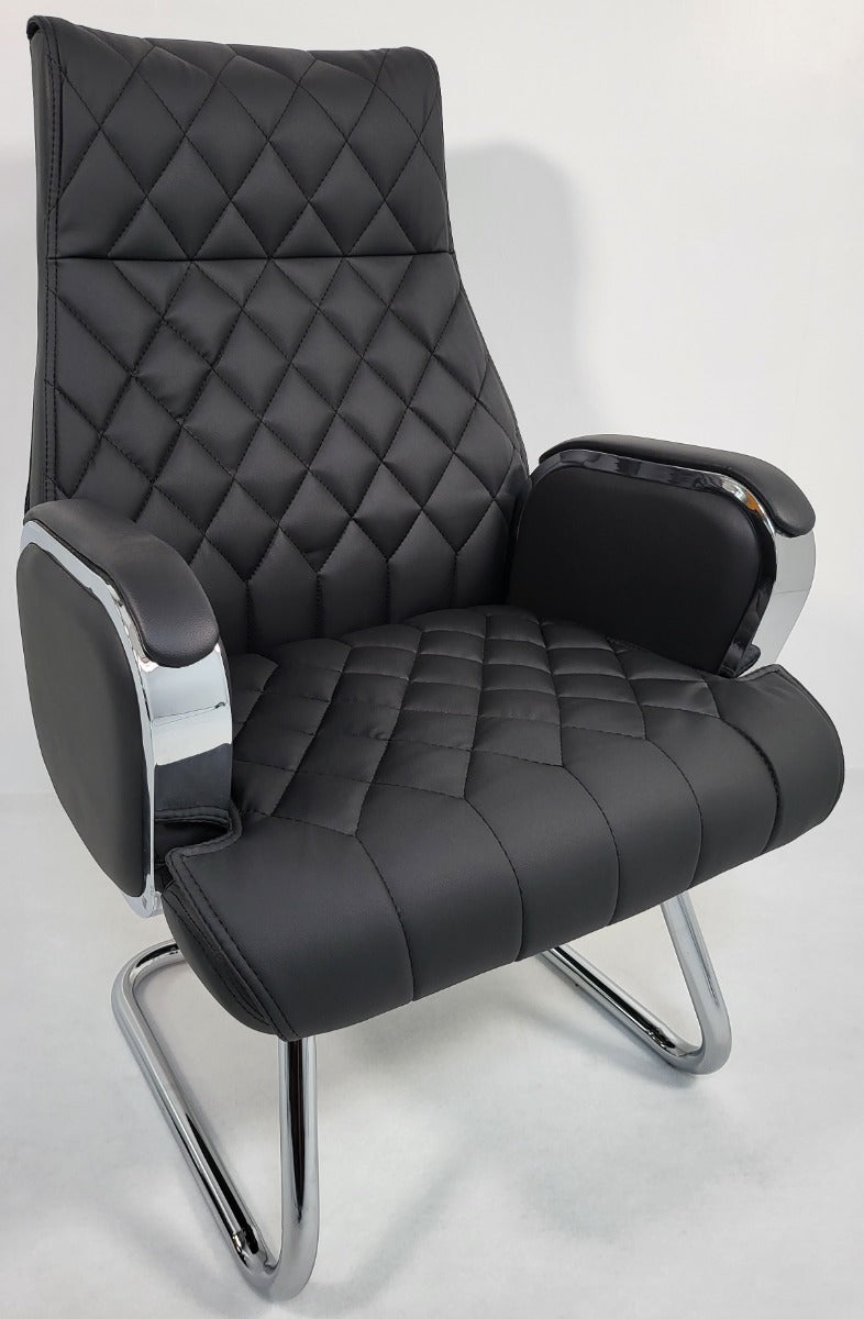 Large Heavy Duty Black Leather Cantilever Visitors Chair - ZVB-333