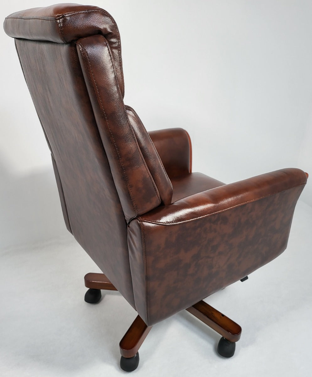 Traditional Genuine Hide Brown Leather Chesterfield Executive Office Chair - KW-6603
