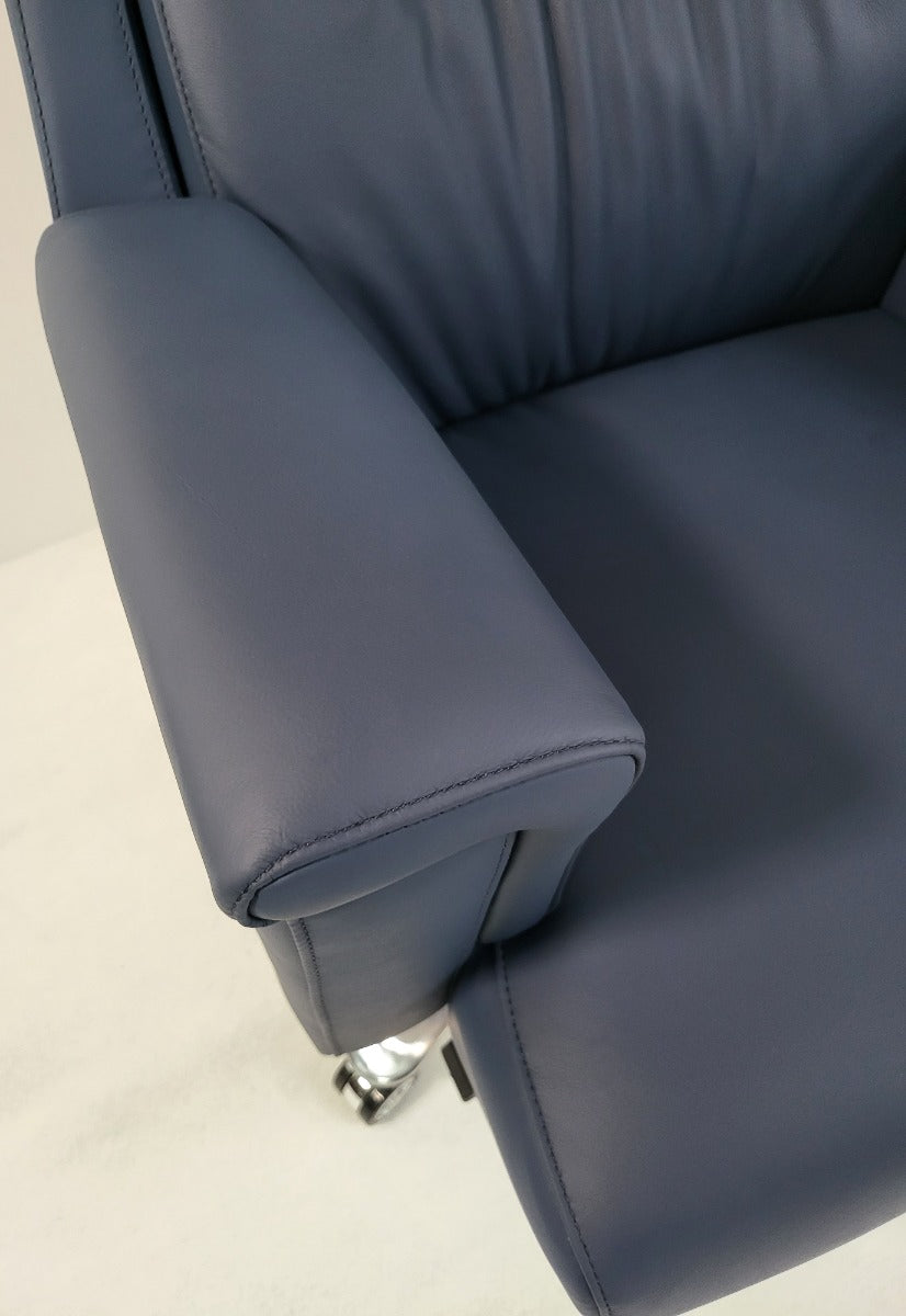 Genuine Hide Blue Leather High Back Executive Office Chair - KW-8618