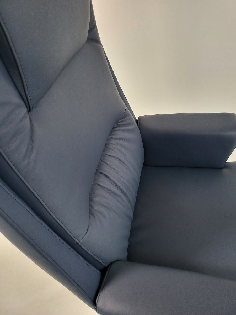 Genuine Hide Blue Leather High Back Executive Office Chair - KW-8618