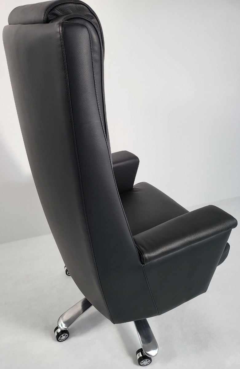 Genuine Hide Black Leather High Back Executive Office Chair - KW-8618