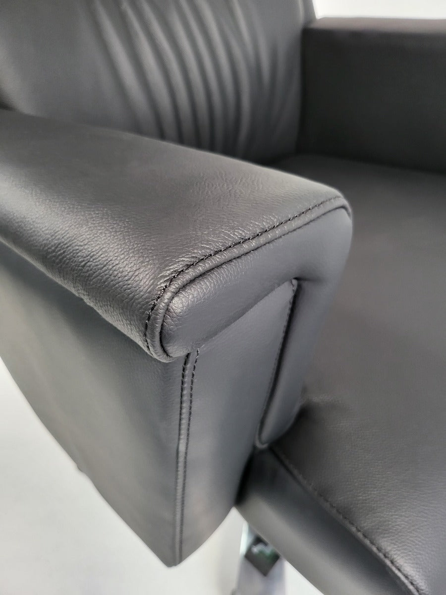 Genuine Hide Black Leather High Back Executive Office Chair - KW-8618