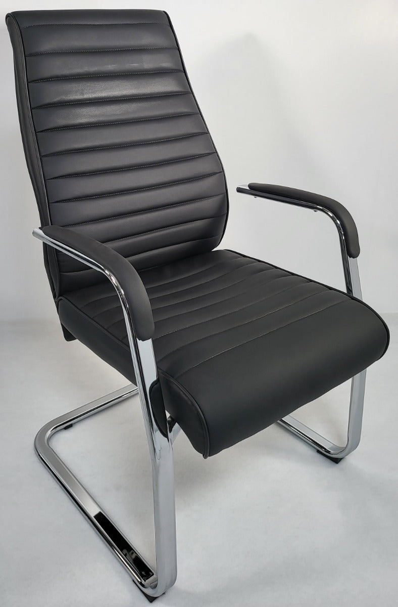 Modern Executive Black Leather Cantilever Visitors Chair - 908B