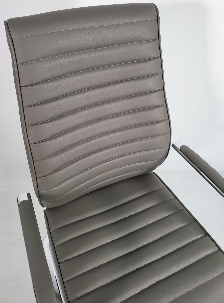 Modern Executive Grey Leather Cantilever Visitors Chair - 908B