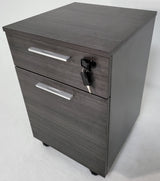 Modern Grey Oak Mobile Pedestal - One Drawer and One Door - H0201