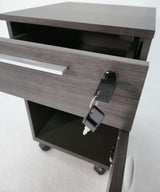 Modern Grey Oak Mobile Pedestal - One Drawer and One Door - H0201