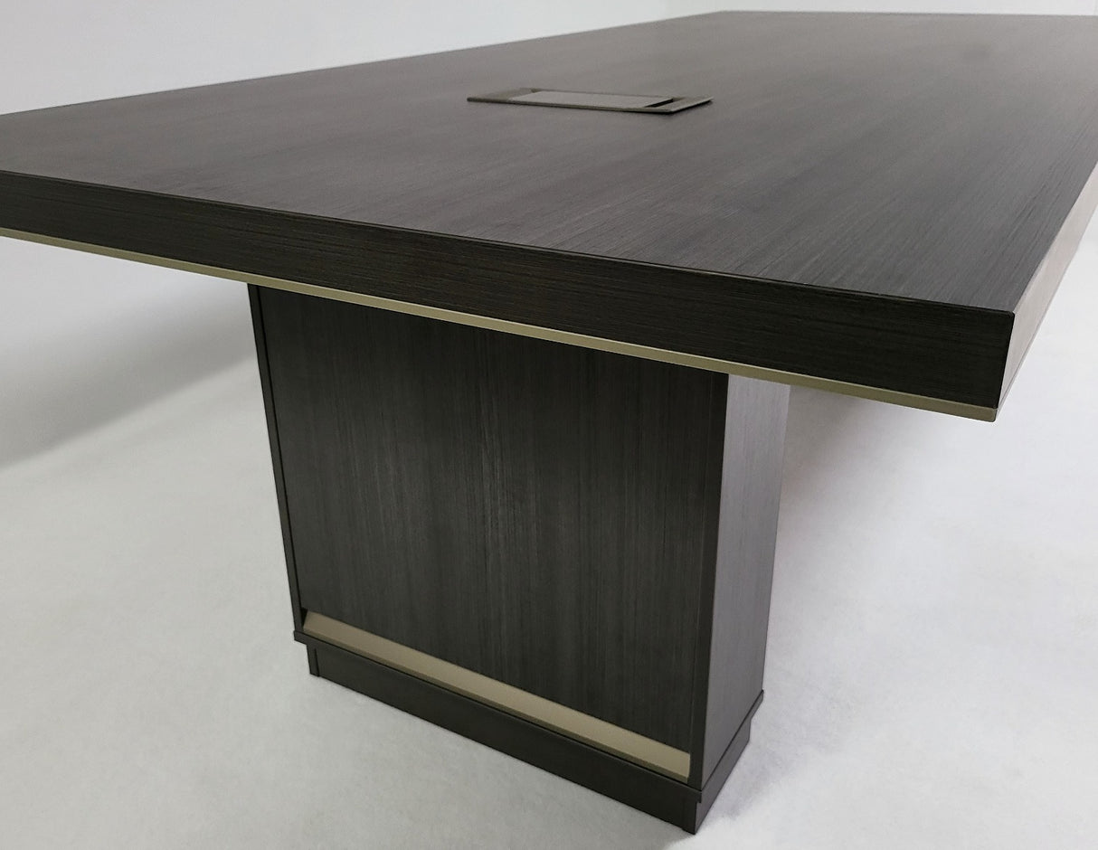 Heavy Duty Grey Oak Executive Boardroom Table with Aluminum Edging - 2400mm - BWJ-HC0324