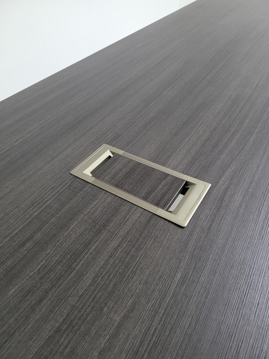 Heavy Duty Grey Oak Executive Boardroom Table with Aluminum Edging - 2400mm - BWJ-HC0324