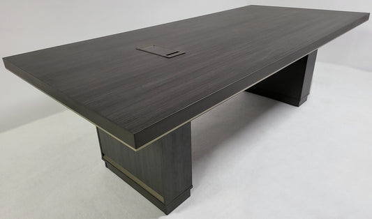 Heavy Duty Grey Oak Executive Boardroom Table with Aluminum Edging - 2400mm - BWJ-HC0324