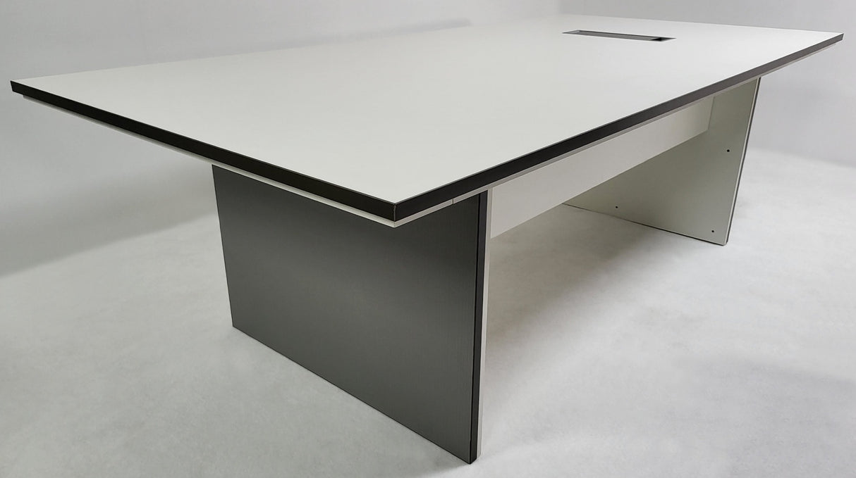 Heavy Duty 2400mm White and Grey Stripe Executive Boardroom Table - AML-C0124