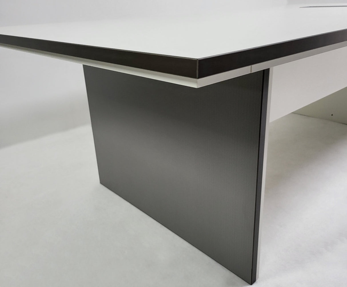 Heavy Duty 2400mm White and Grey Stripe Executive Boardroom Table - AML-C0124
