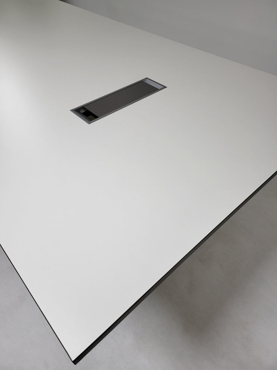 Heavy Duty 2400mm White and Grey Stripe Executive Boardroom Table - AML-C0124