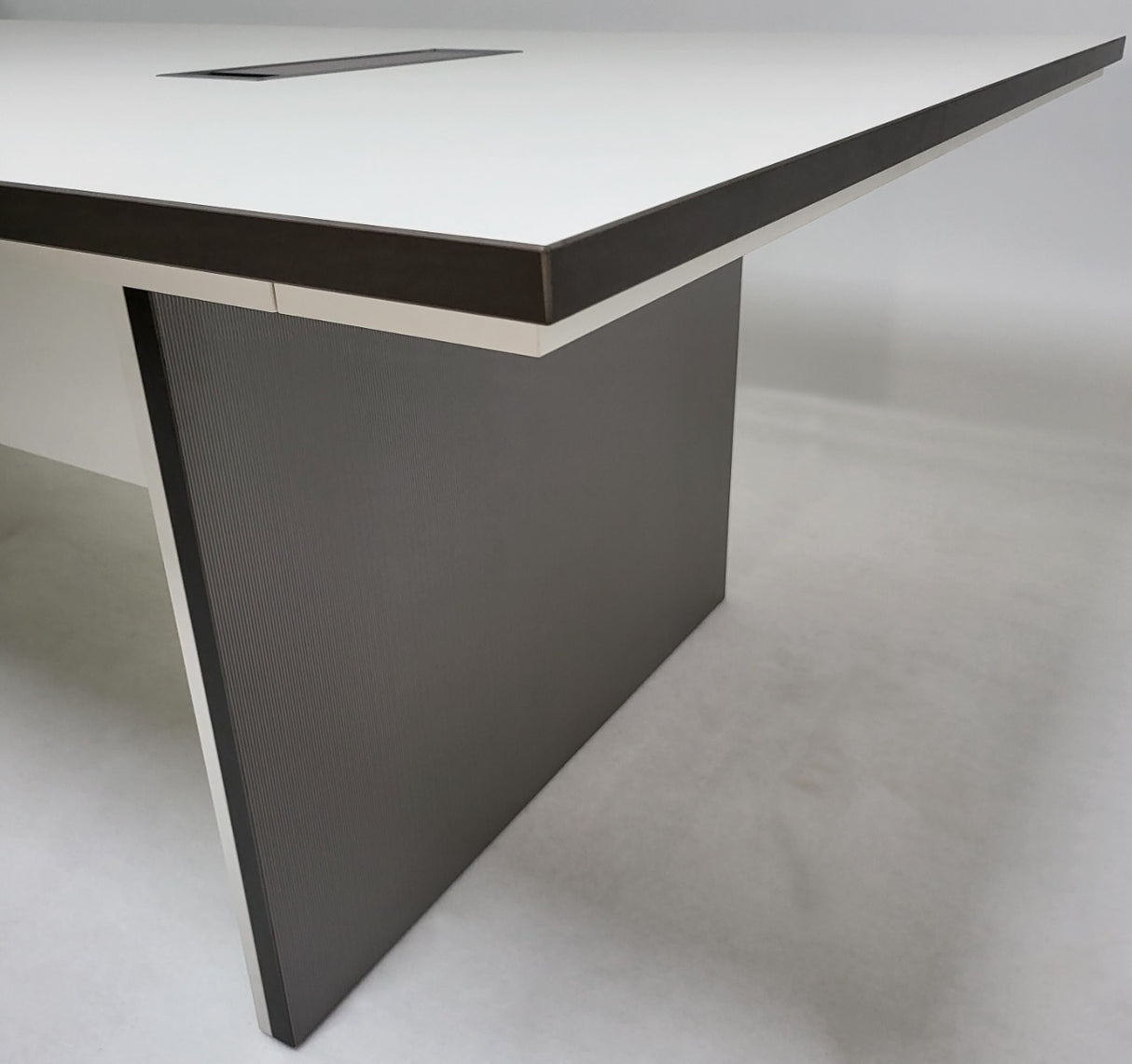 Heavy Duty 2400mm White and Grey Stripe Executive Boardroom Table - AML-C0124