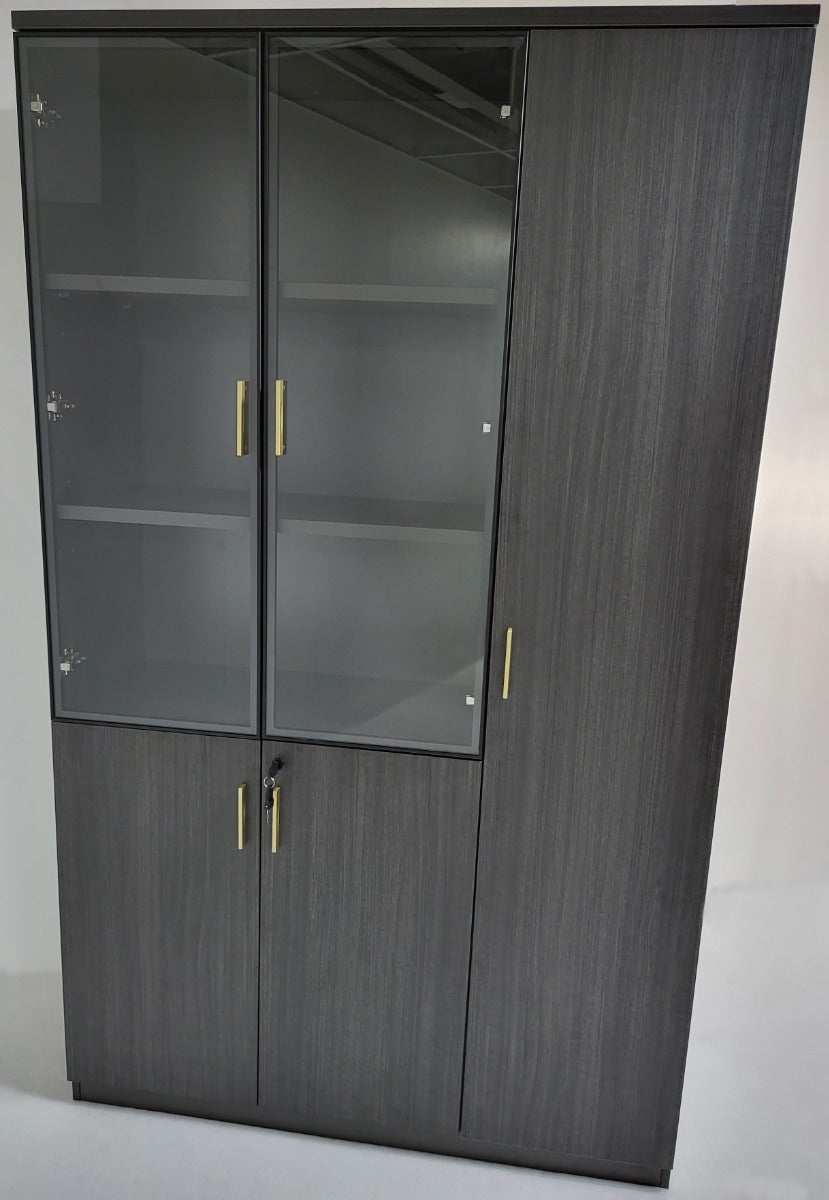Modern Modular Three Door Bookcase in Grey Oak - 1200mm Wide - BWJ-HS0412
