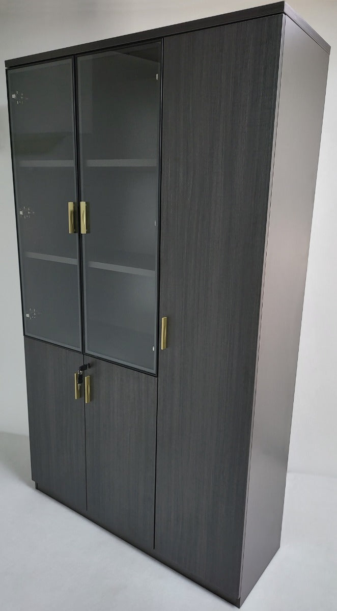 Modern Modular Three Door Bookcase in Grey Oak - 1200mm Wide - BWJ-HS0412