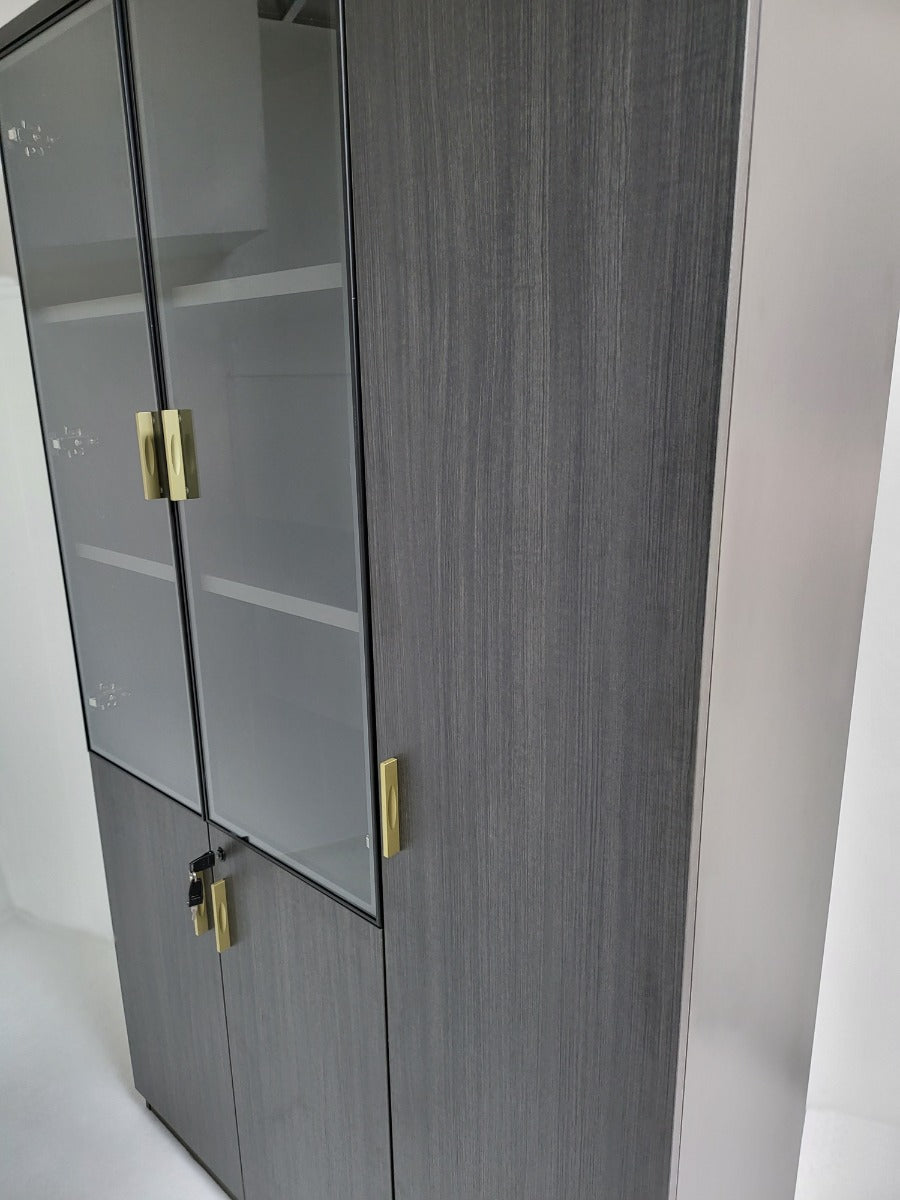 Modern Modular Three Door Bookcase in Grey Oak - 1200mm Wide - BWJ-HS0412