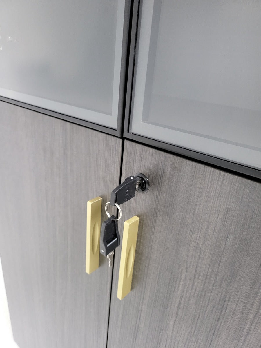 Modern Modular Three Door Bookcase in Grey Oak - 1200mm Wide - BWJ-HS0412