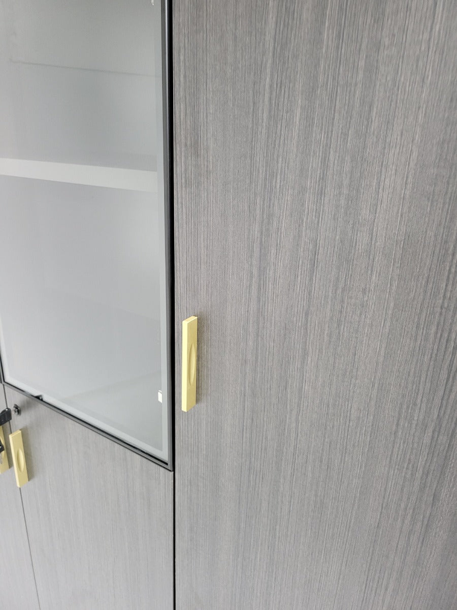 Modern Modular Three Door Bookcase in Grey Oak - 1200mm Wide - BWJ-HS0412